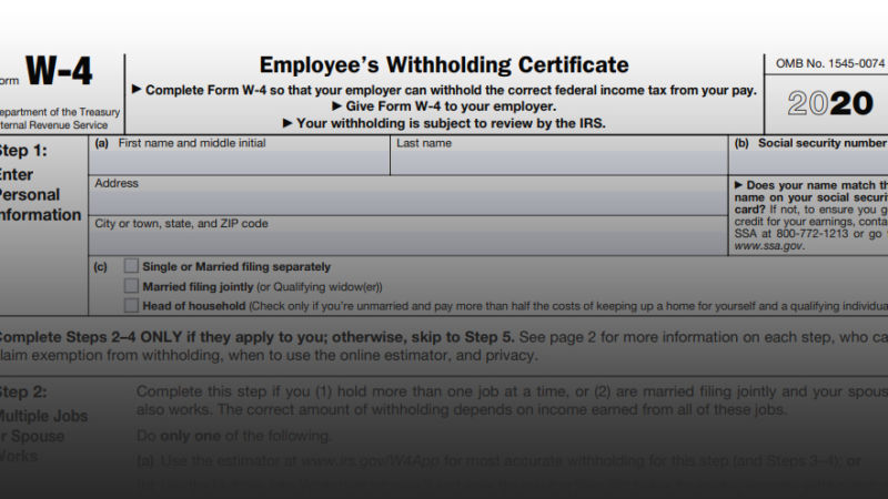 Irs Issues 2020 Form W 4