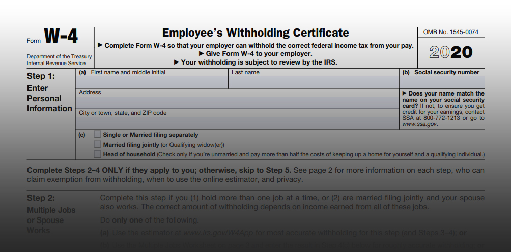 IRS Issues 2020 Form W-4