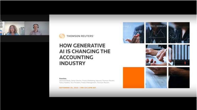 Screenshot from the Thomson Reuters webinar 'How generative AI is changing the accounting industry'.