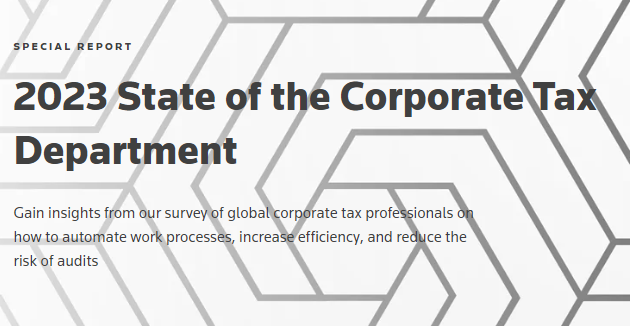 2023 State of the Corporate Tax Department landing page.