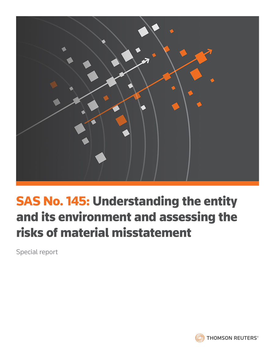 Cover of a special report titled: "SAS No. 145: “Understanding the Entity and its Environment and Assessing the Risks of Material Misstatement”