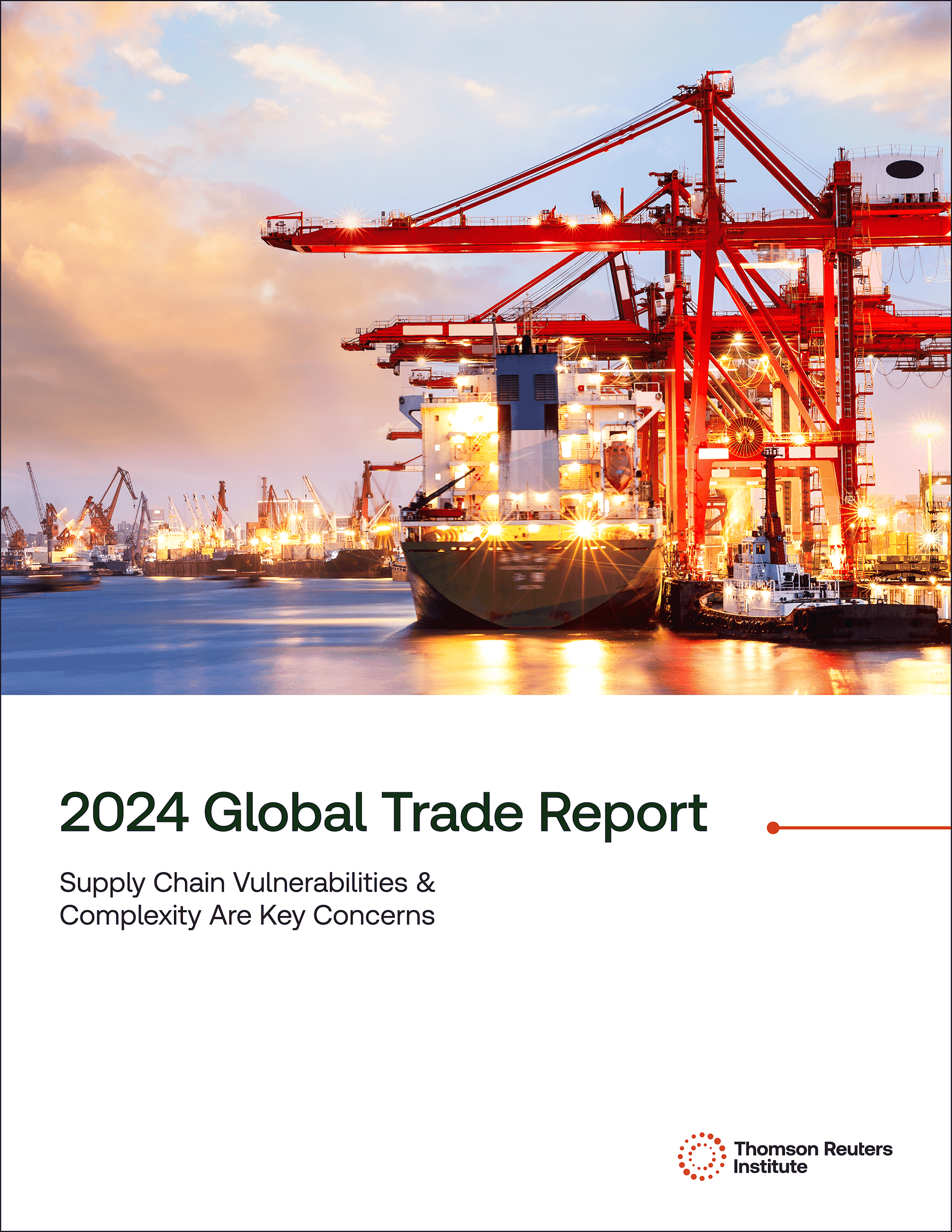 Cover of the 2024 Global Trade Report from Thomson Reuters Institute.