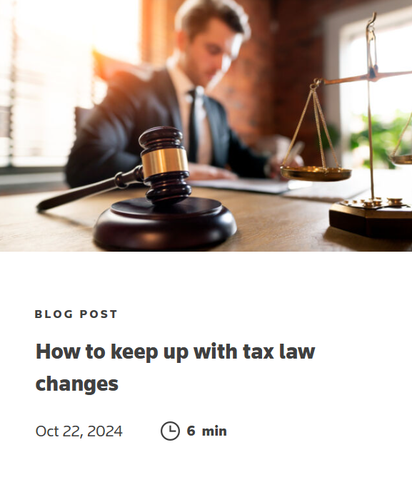 Blog titled "How to keep up with tax law changes."