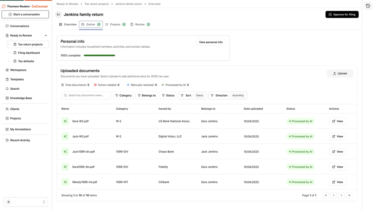 Screenshot of Ready to Review's Gather Agent