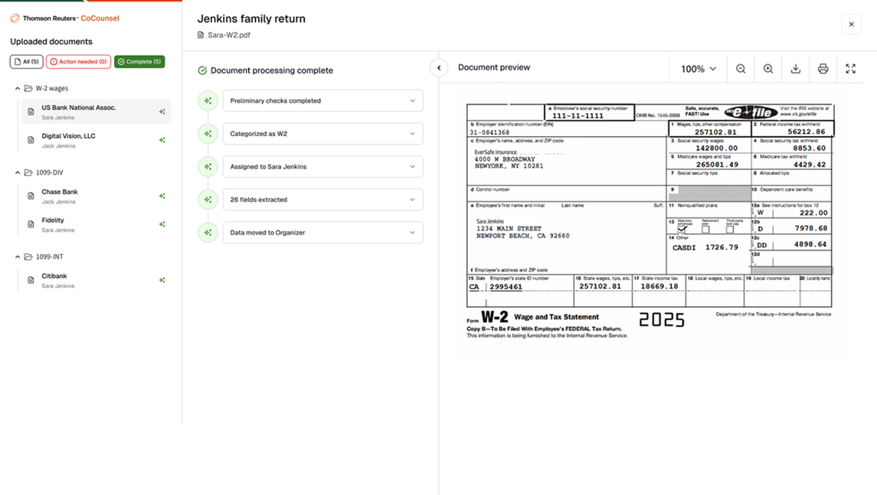 Screenshot of a tax return document processed in Ready to Review