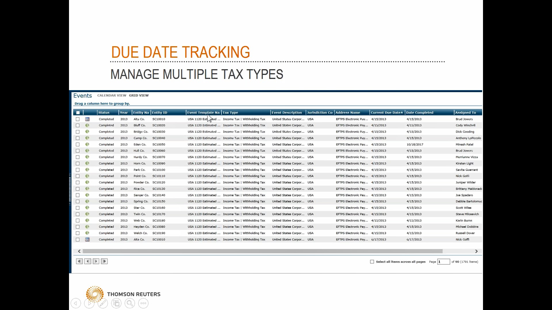 Tax calendar software webinar Thomson Reuters ONESOURCE Thomson Reuters