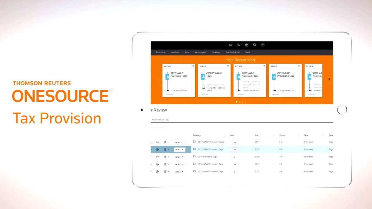 Tax provision software Thomson Reuters ONESOURCE Thomson Reuters