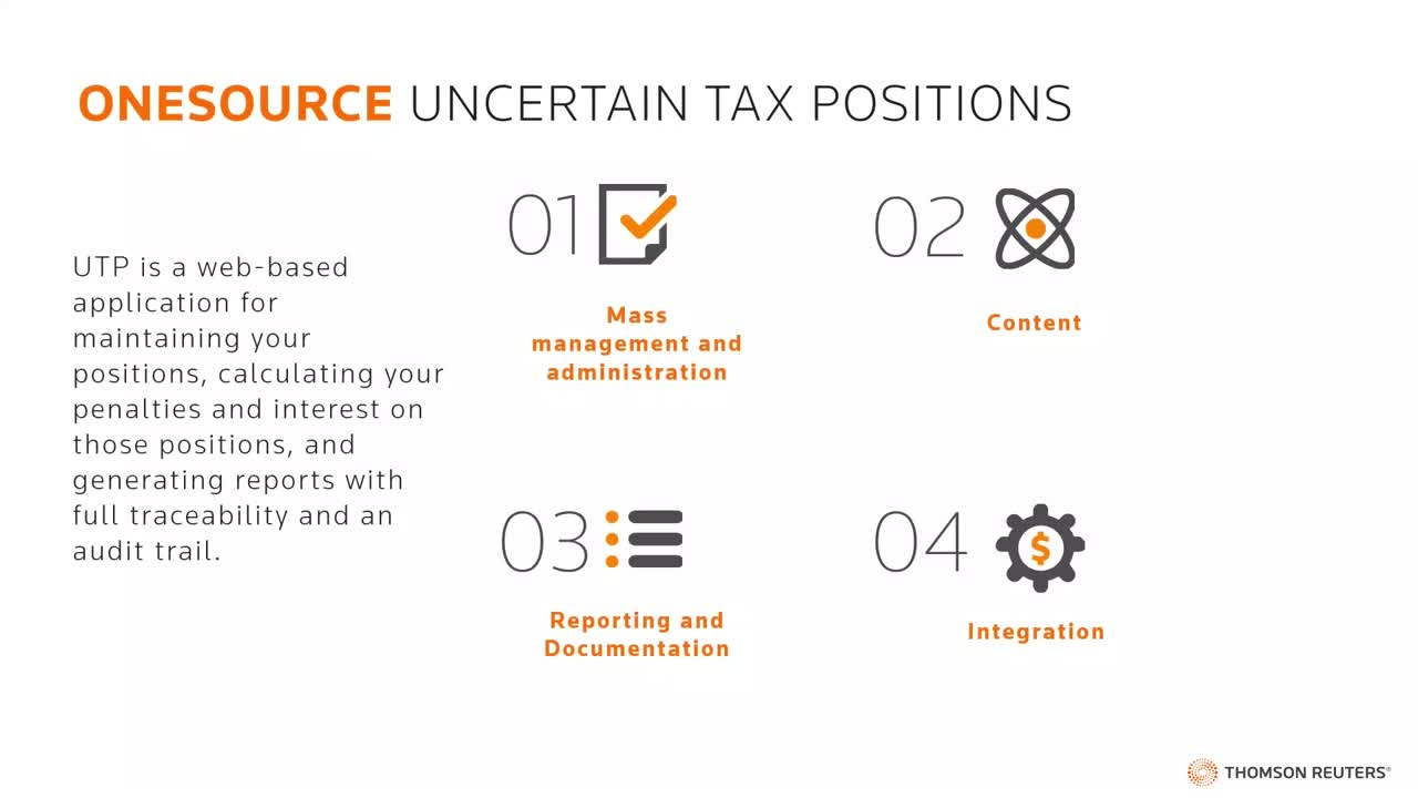 ONESOURCE Uncertain Tax Positions Product Video