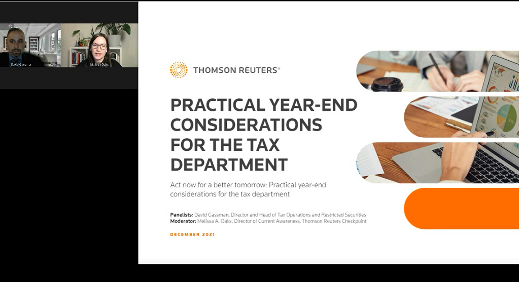 Practical year-end considerations for the tax department
