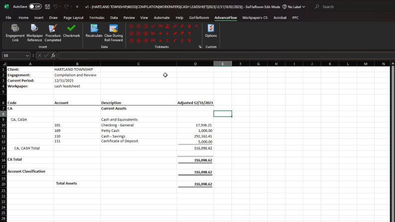 Microsoft Excel integration spreadsheet screenshot