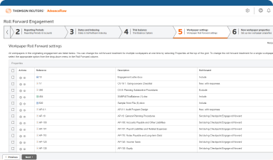 AdvanceFlow screenshot | Roll forward engagement