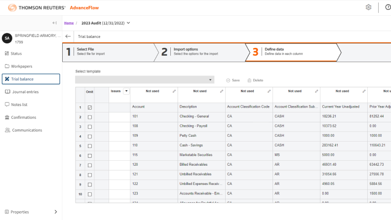 AdvanceFlow screenshot | Trial balance